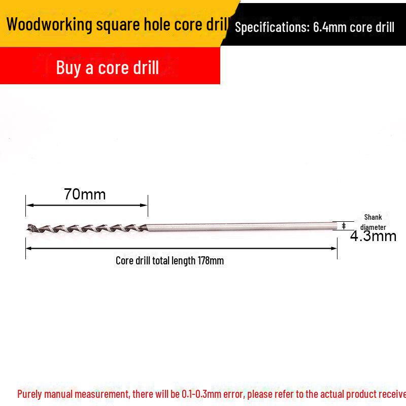 Wiertło do otworów kwadratowych w stolarce - wiertło ze stali łożyskowej do precyzyjnych otworów kwadratowych, dziurkowania i wykonywania otworów pod kątem.