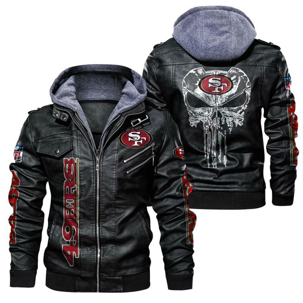 Euro size team leather jacket fake two-piece hat man removable PU locomotive print leather jacket