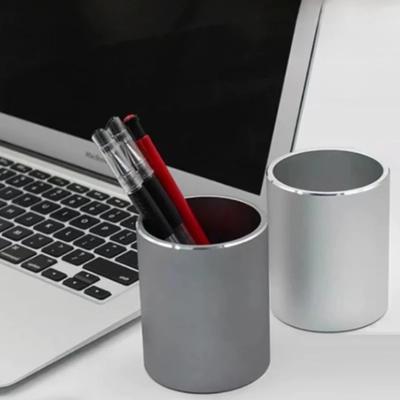Modern Aluminum Alloy Round Pen Holder Desktop Storage Business Metal Cosmetic Pencil Holder Office Desk Organiser