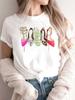 Maycaur New High Heel Wine Glasses Graphic Print T Shirt Women Funny Tshirts Casual White Short Sleeves Tops Tees Feamle Clothes