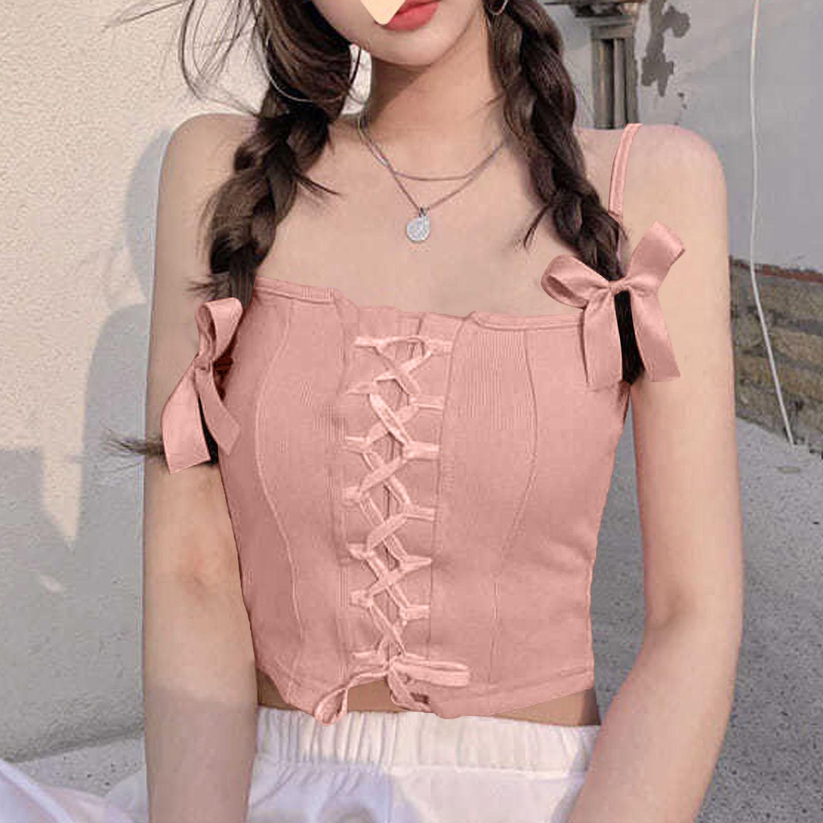 

Women s Loose Casual Solid Color Camisole Strap Top Solid Color Camisole Strap Top One Size розовый