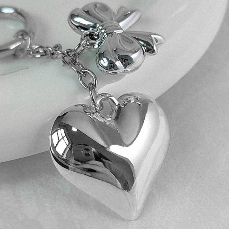 Schleife Herz Anhänger Schlüsselanhänger Großes Herz Schlüsselanhänger Anhänger Dekorationen für Autoschlüssel Rucksack Tasche Geldbörse Schmuck Zubehör
