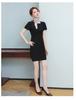 Spring/Summer Round Neck Mid-Length Professional Dress for Beauty Salon