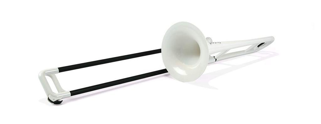 pInstruments pBONE PBONE1W Plastic Tenor Trombone In Made of Lightweight and Durable ABS with Antibacterial White Mouthpiece and Carrying Bb,