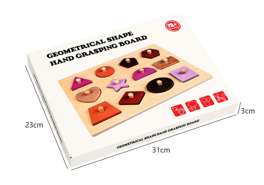Montessori Wooden Cognitive Puzzle: Early Education Geometric Shape Inlay Board for Babies & Toddlers
