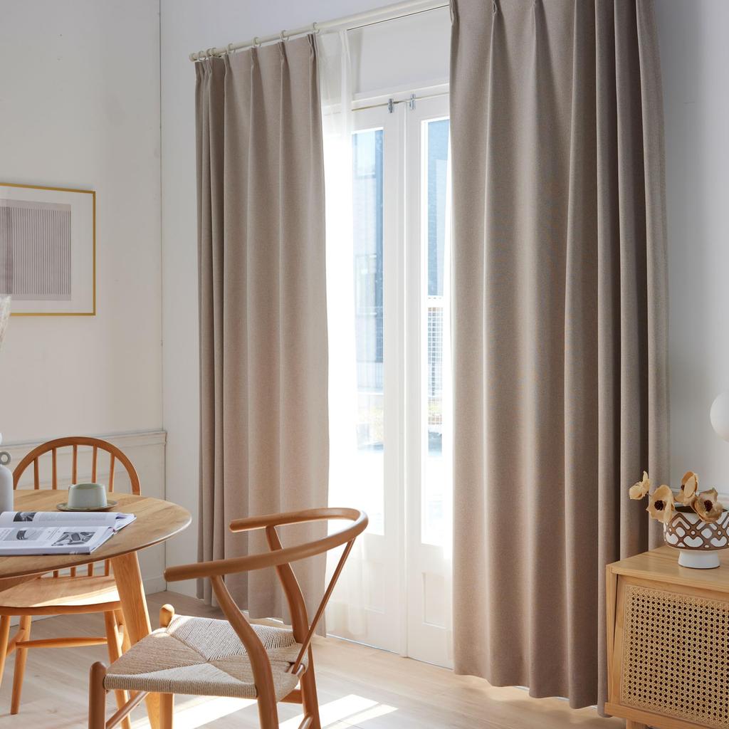 Suminoe Curtain, Beige, 100 x 178 cm, BLACKOUT+ Caruce, Light-blocking, Soundproof, V1377, 1 panel.