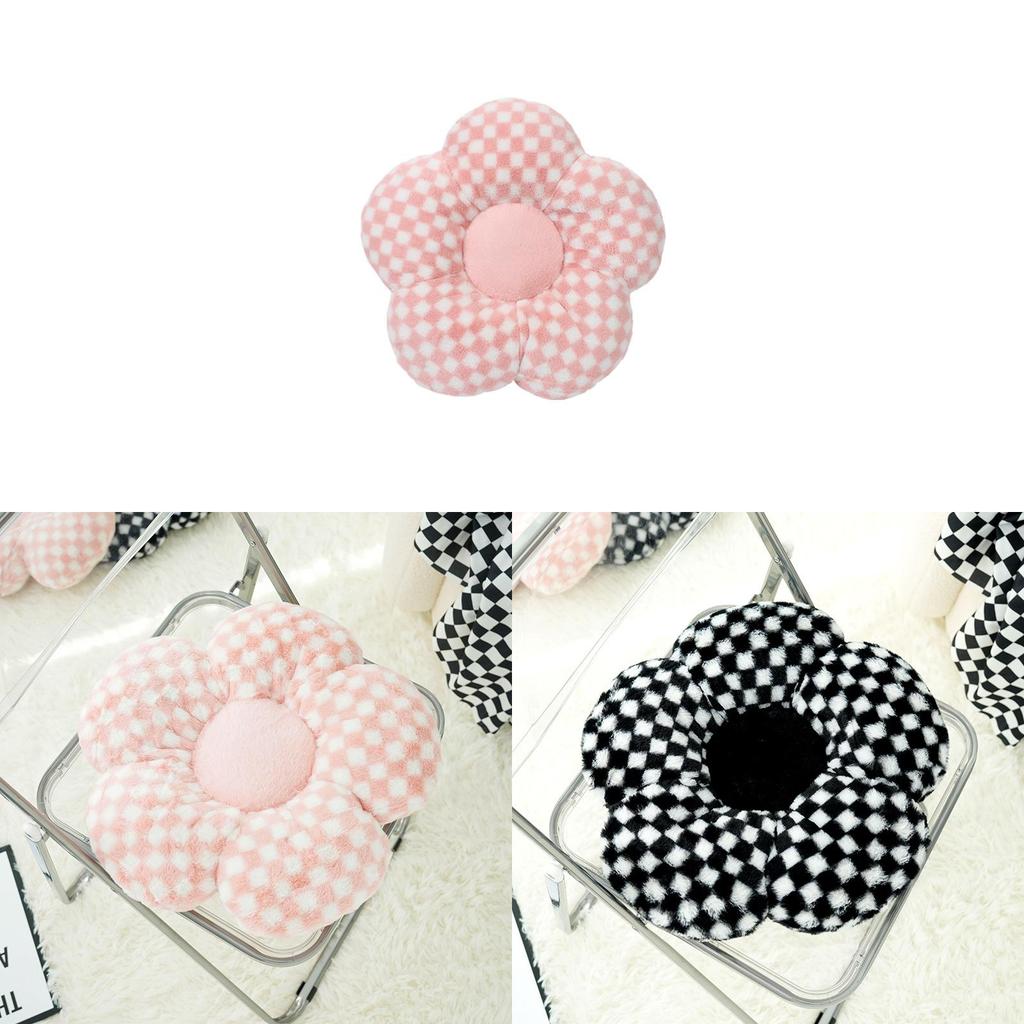 Modern Minimalist Floral Pattern Pillow With Faux Bunny Fur Cover For Sofa Decor