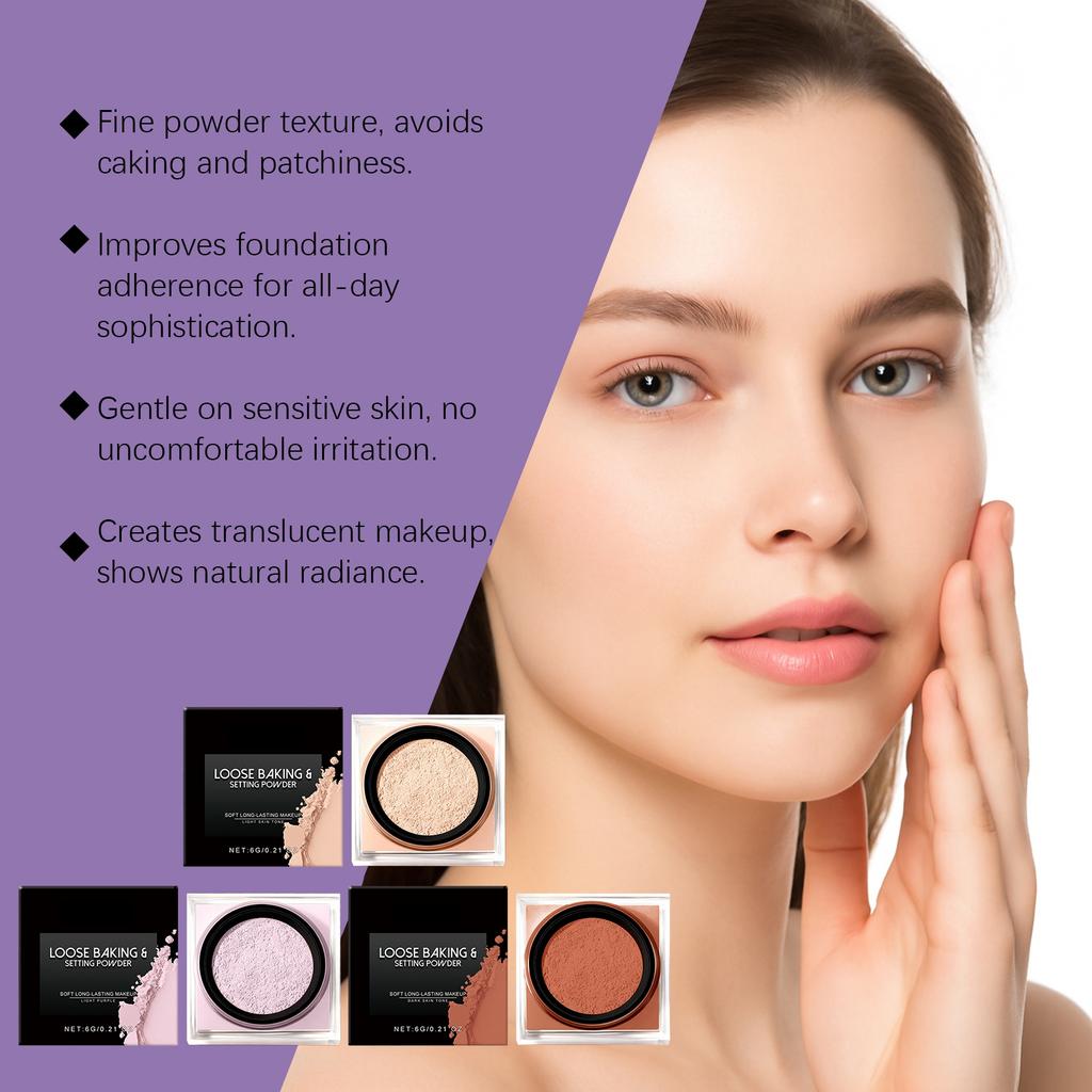Soft And Smooth Setting Powder, Light And Adherent, Fine And Clear, Color-showing Makeup Setting Powder.