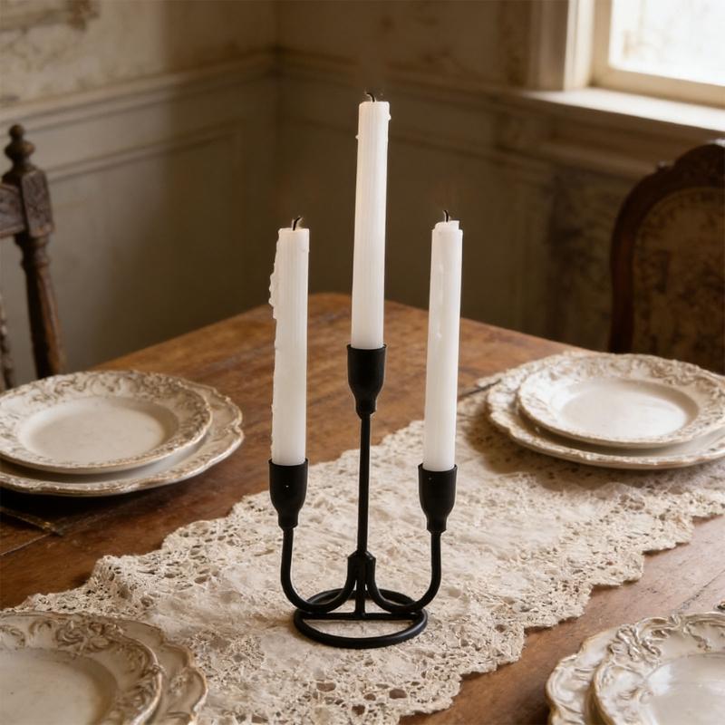 Retro 3 Arm Iron Candelabra Taper Candlestick Candle Holders For Table Centerpiece And Ambients Lighting Home Decoration