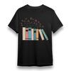 Men'S T Shirt With Book And Floral Black 100 Cotton