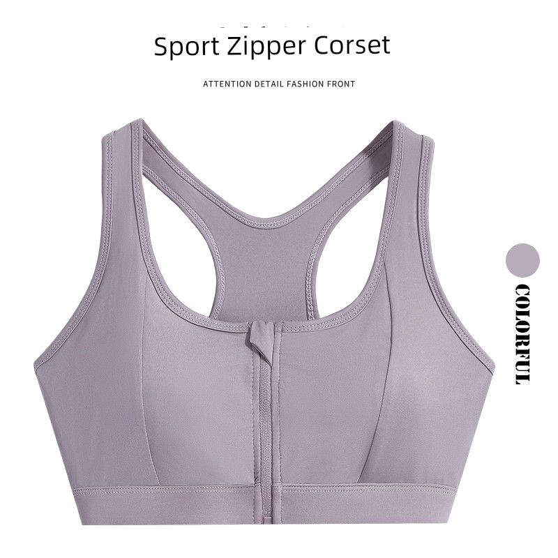 

Спортивное нижнее белье на молнии спереди, женский жилет высокой степени поддержки, противоударный, тренировочный бюстгальтер для фитнеса, топ для йоги, можно носить как верхнюю одежду Purple Yoga Vest XL