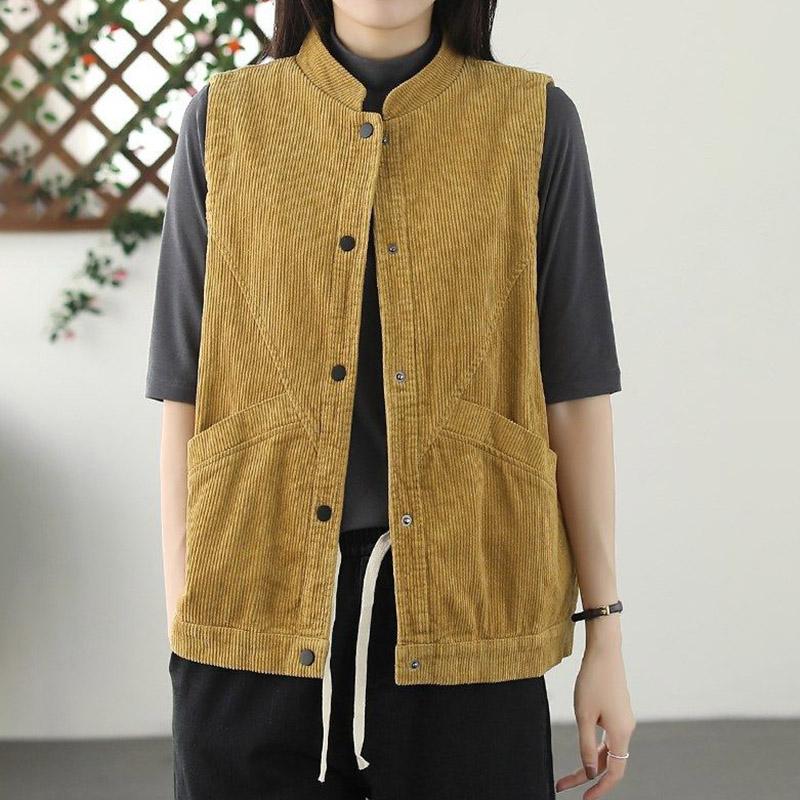 Gilet da Donna Cotone Senza Maniche Lino Denim Gilet Oversize Vintage Versatile Casual Bottoni Gilet