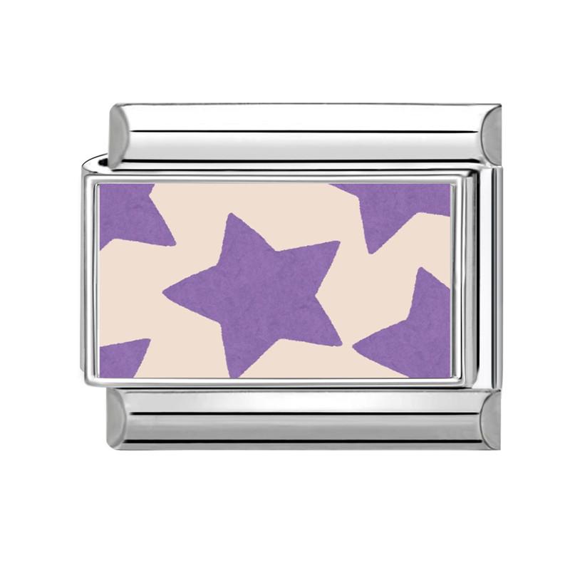Fashion Purple Charm Heart Cat Rabbit Star Flower Eyes Moon Italian Charm Links Fit 9mm Stainless Steel Bracelet DIY Making Gift
