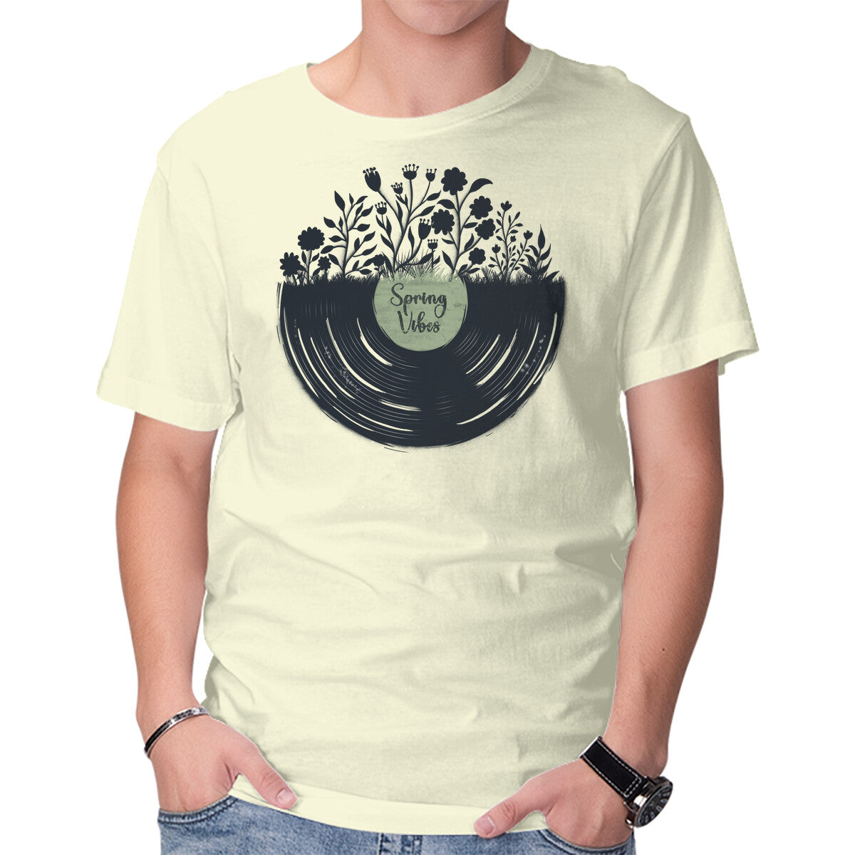 Unisex Crew Neck T-Shirt Spring Vibes Graphic Short Sleeve Casual Tee XL