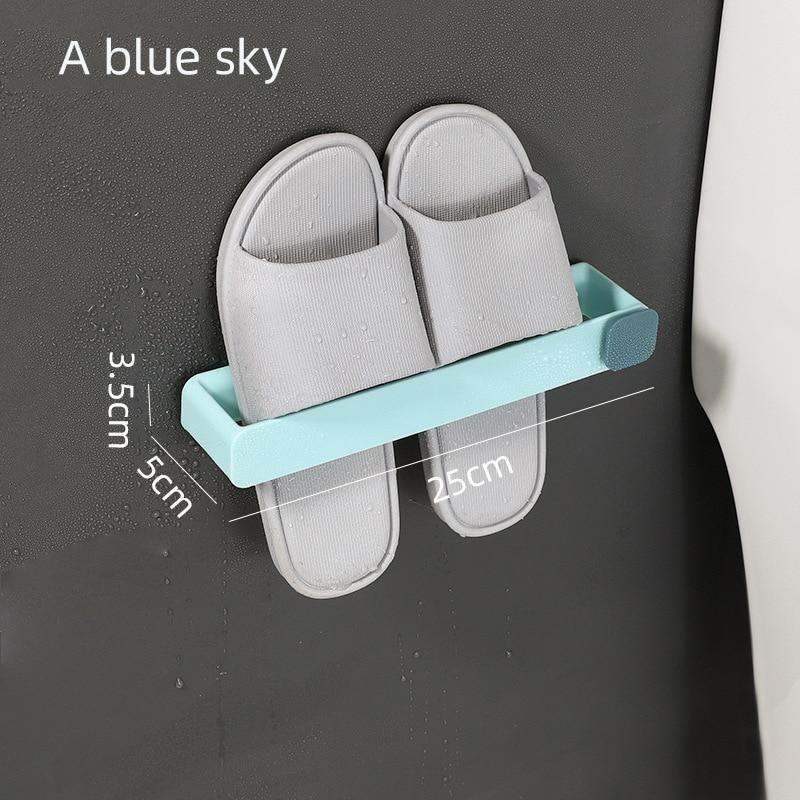 Bathroom Slipper Shelf No Punching Wall Mounted One Piece Shoe Rack Space Saving Shelf Bathroom Hanging