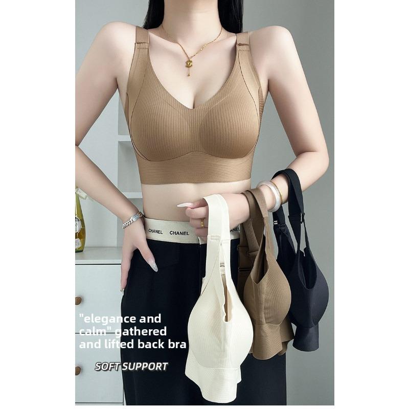 Plus Size Beauty Back Lift Up Bra, Seamless Wireless Push Up Side Support Hook Closure Bra