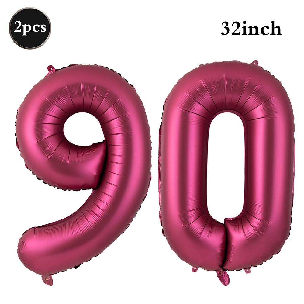Giant 32 Inch Number Balloon Set Metallic Rose Red Foil Helium Balloon Kit DIY Happy Birthday Party Decor Kids Adult Anniversary