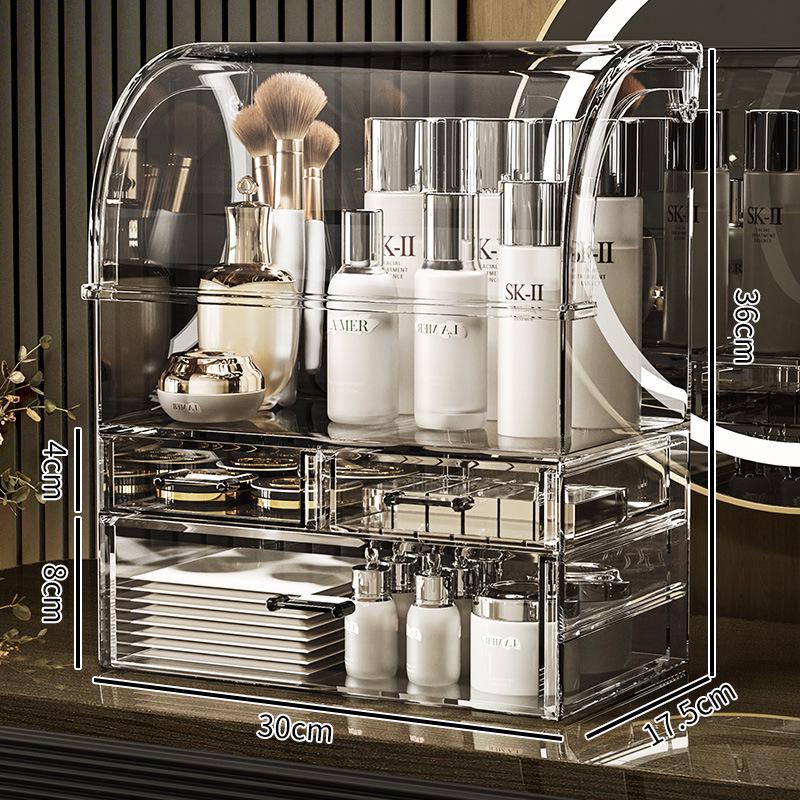 Large Capacity Dustproof Cosmetic Storage Box for Skincare, Lipstick, and Masks