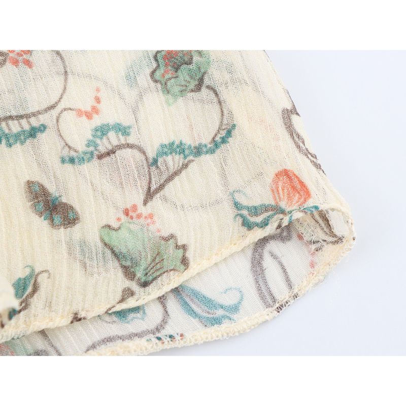 Kaslead New Arrival Women's Fashion Style Flower Print Long Sleeves Translucent Shirt 3752858 069