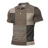Mens Loose Fit Casual Plaid Print Short Sleeve Polo Shirt Classic Turn Down Collar Soft Lightweight Top