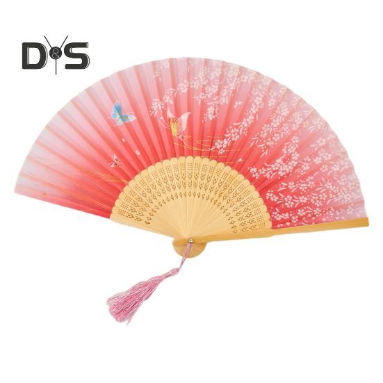 Faltfächer im chinesischen Stil mit Quasten, tragbarer Handkühlventilator für den Sommer, Dekoration, Tanz-Performance-Requisiten, Party-Kostümzubehör
