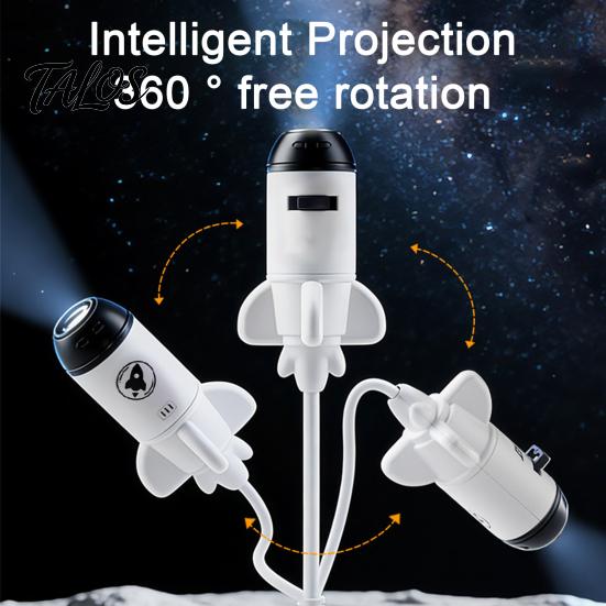 Lampă Nebula pentru Dormitor Lampă Proiector Stele Holografice, Alimentată prin USB, Forma Rachetă, Proiector Planete HD, Cadou Creativ de Ziua de Naștere Lumină de Noapte pentru Băieți cu