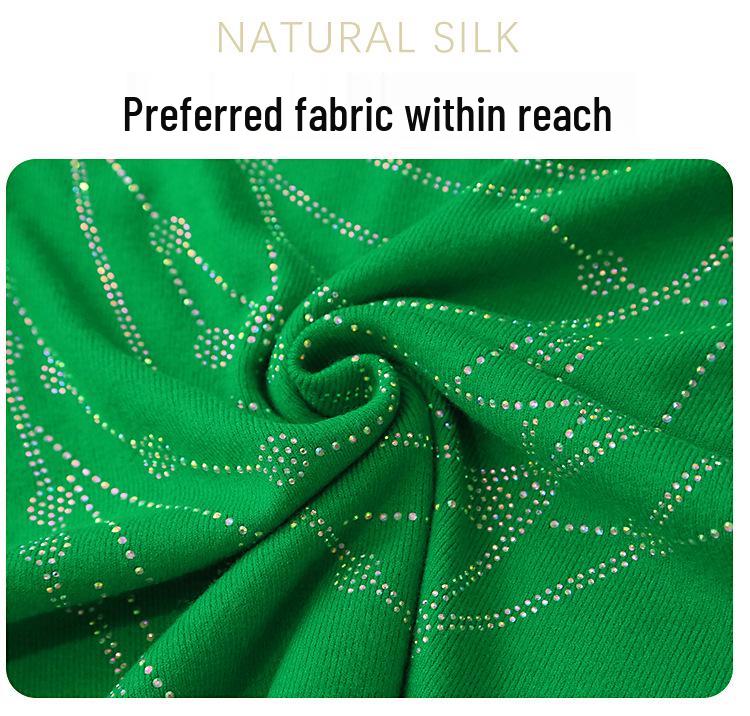 Damski dopasowany sweter z dzianiny z golfem i hot-dżetami na jesień/zimę 2024