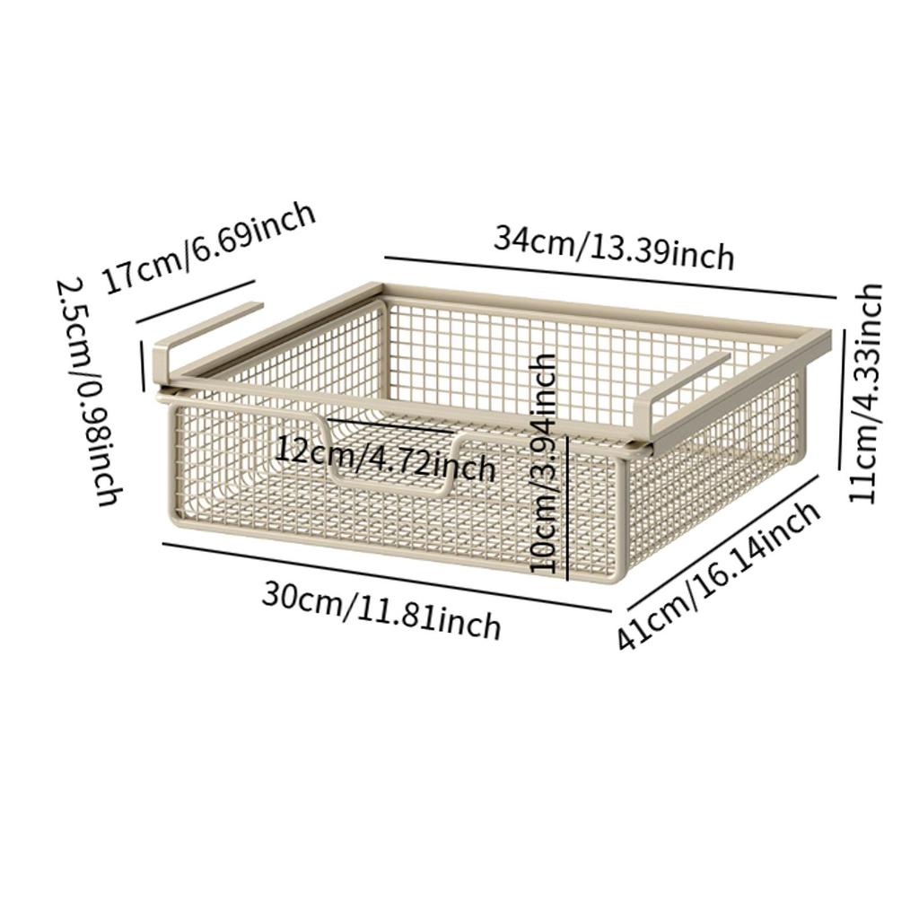 Wire Mesh Storage Basket Organizer Home Decoration Hanging Pullout Drawer for Dining Room Counter Bedroom Under Desk Pantry