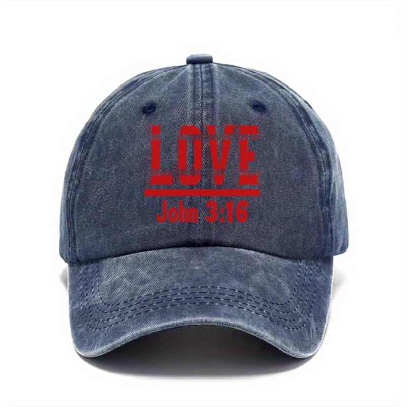 John 316 Love Bible Verse Baseball Cap Unisex Adjustable Distressed Casual Hat