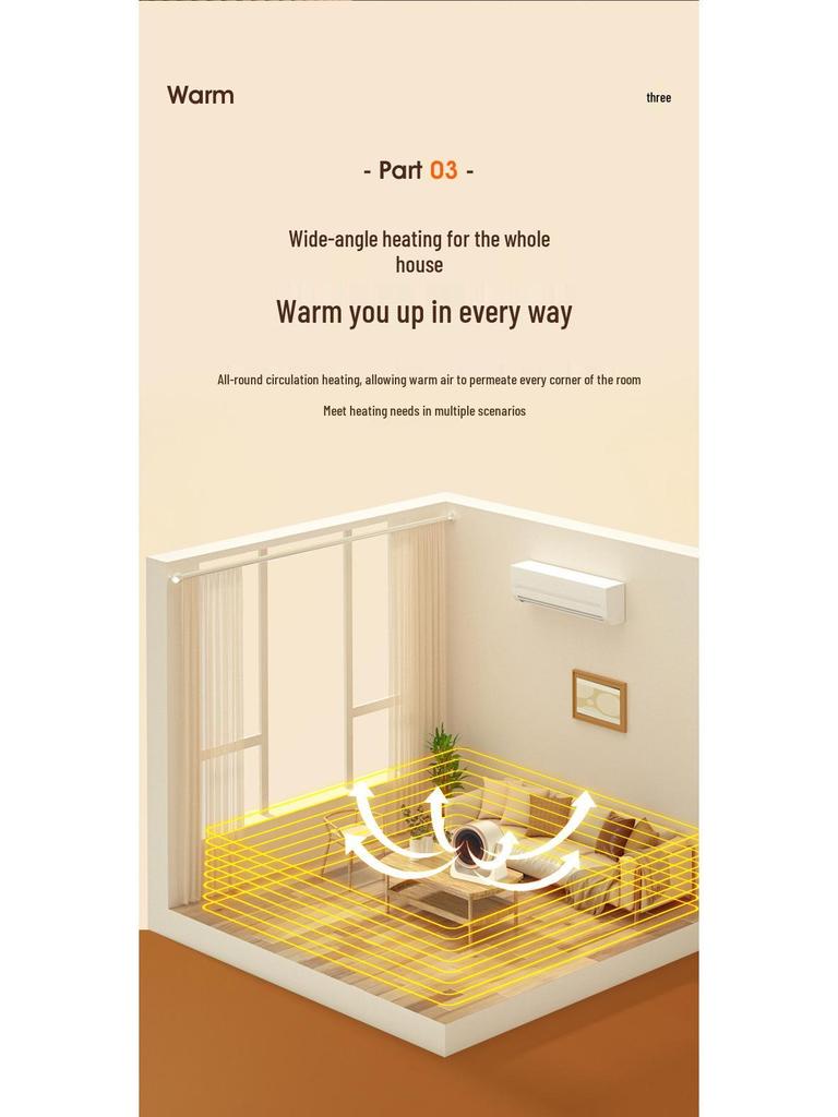 Dual-Frequency Energy-Saving Desktop Heater: Compact Warm Air Blower for Home & Office