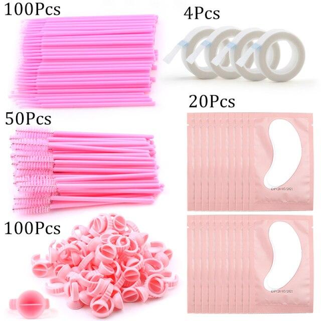 Eyelash Extension Supplies Kit Mascara Applicator Lashes Brush Crystal Cotton Swabs Glue Ring Tape Eye Pad Eyelashes Makeup Tool