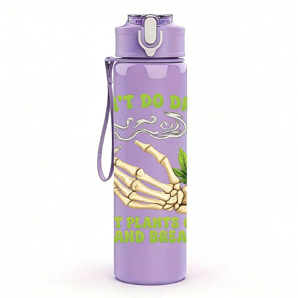 1PC I Don't Do Drugs I Just Plant Seeds Print 750ml Color Plastic Sports Water Bottle Leakproof Flip Straw Lid Suitable for Sports Office Home Use