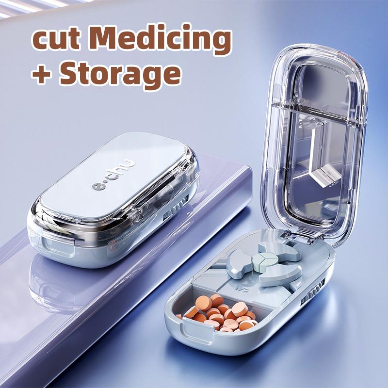 Health Pills Case Quarter Pill Cutter Storage Box Portable Medicine Tablet Medicine Dustproof Divider for Small Pills and Large