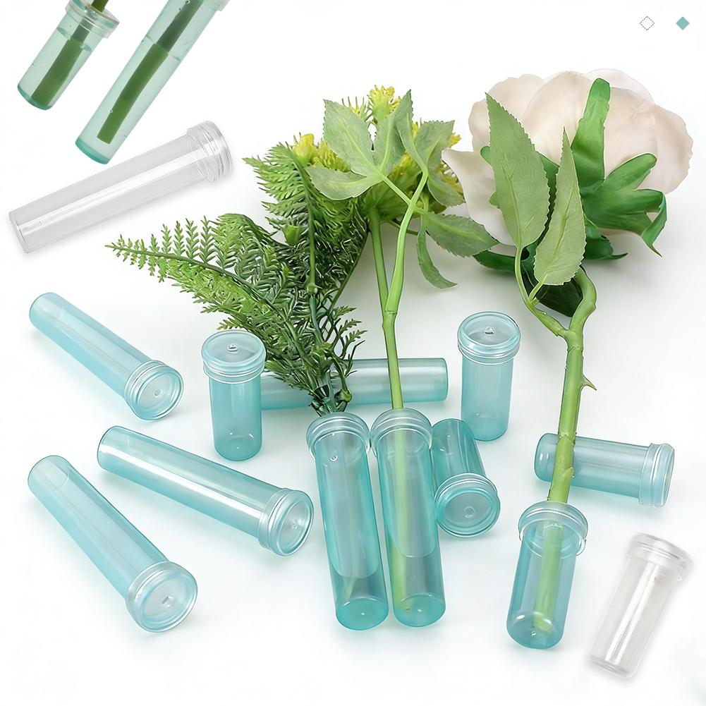 100/200Pcs PVC Flower Fresh-keeping Tube Cap Water Storage Tube Flower Arrangement Flower Water Tube Hydroponic Contain