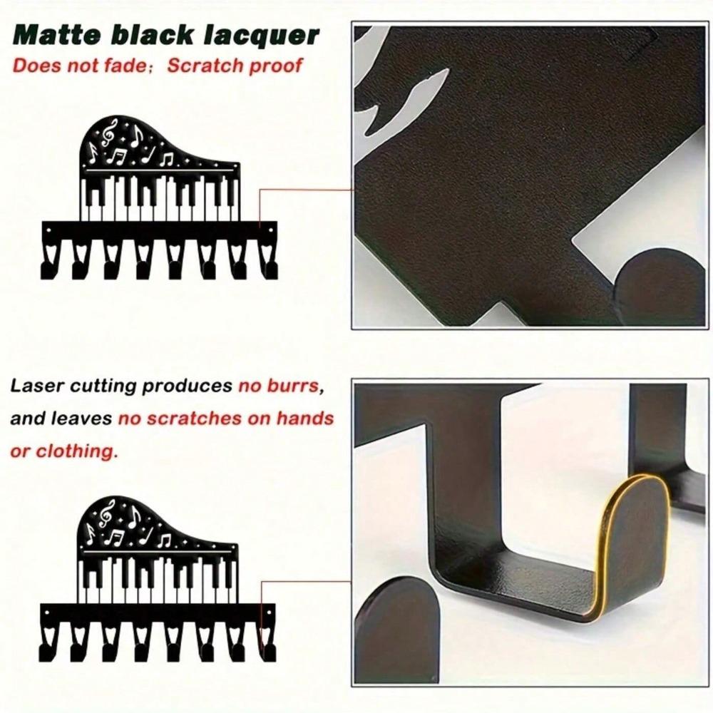 Vintage Music Piano Key Wall Hook Heavy Iron Coat Rack 8 Hooks Room Decor Wall Art Home Gift