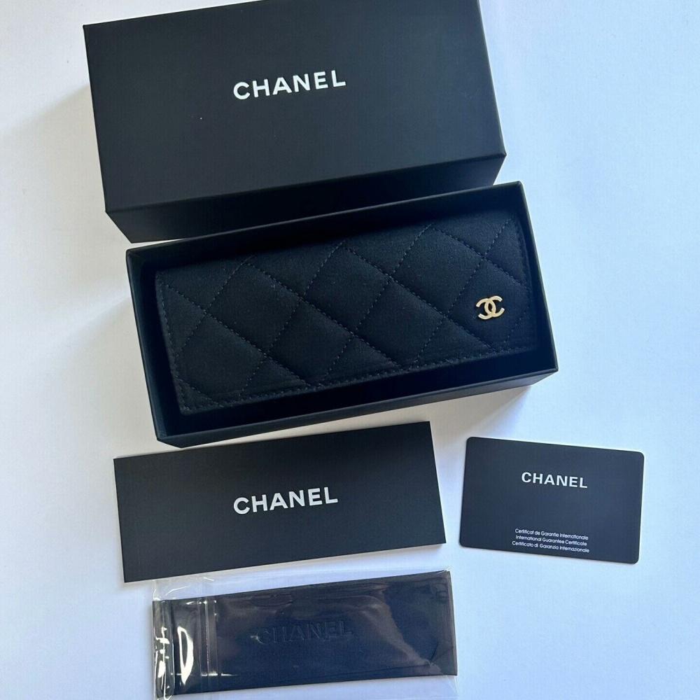 Chanel Black Quilted Fabric Glasses Case