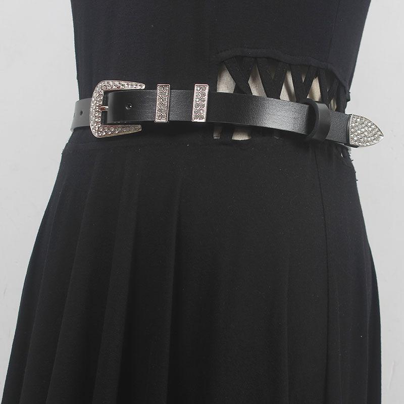 Heavy industry rivet rhinestone belt - y2k hot girl gothic punk diamond embellished waist belt for women