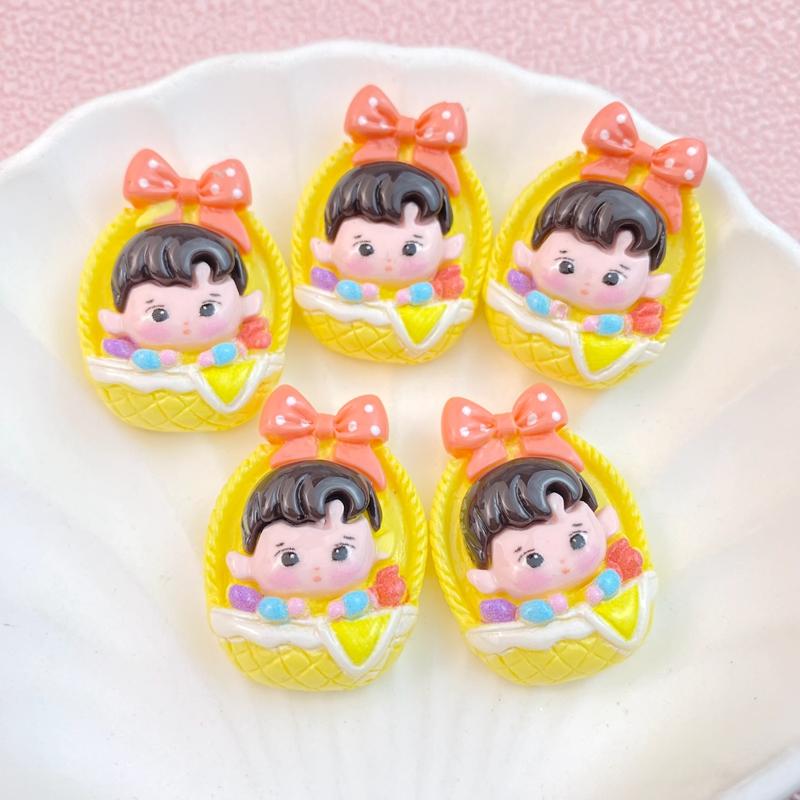6/12Pcs New Cute Cartoon Little Boy, Girl Riding a Bike Series Flat Back Ornament Jewelry Bows Accessories