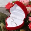 Durable Exquisite Wedding Red Rose Velvet Jewelry Box Double Ring Storage Box Ring Display Box