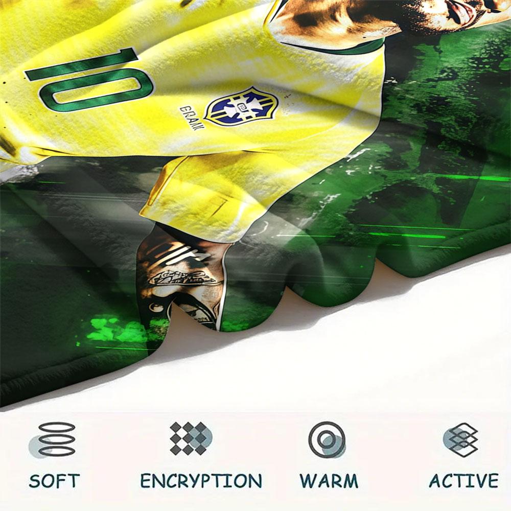 1PC Neymar Patterned Flannel Blanket Suitable For All Seasons for Home Decor Warmth and Comfort Gifts Holiday Present
