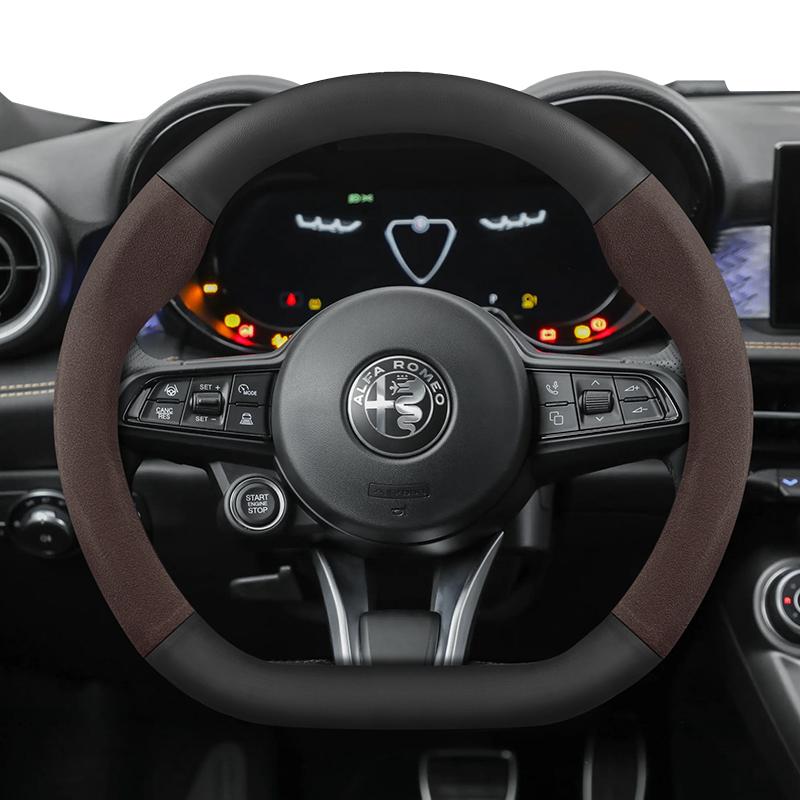 Suitable for Alfa Romeo Suede Matte Carbon Fiber Texture Steering Wheel Cover Suitable for 159 147 Gt