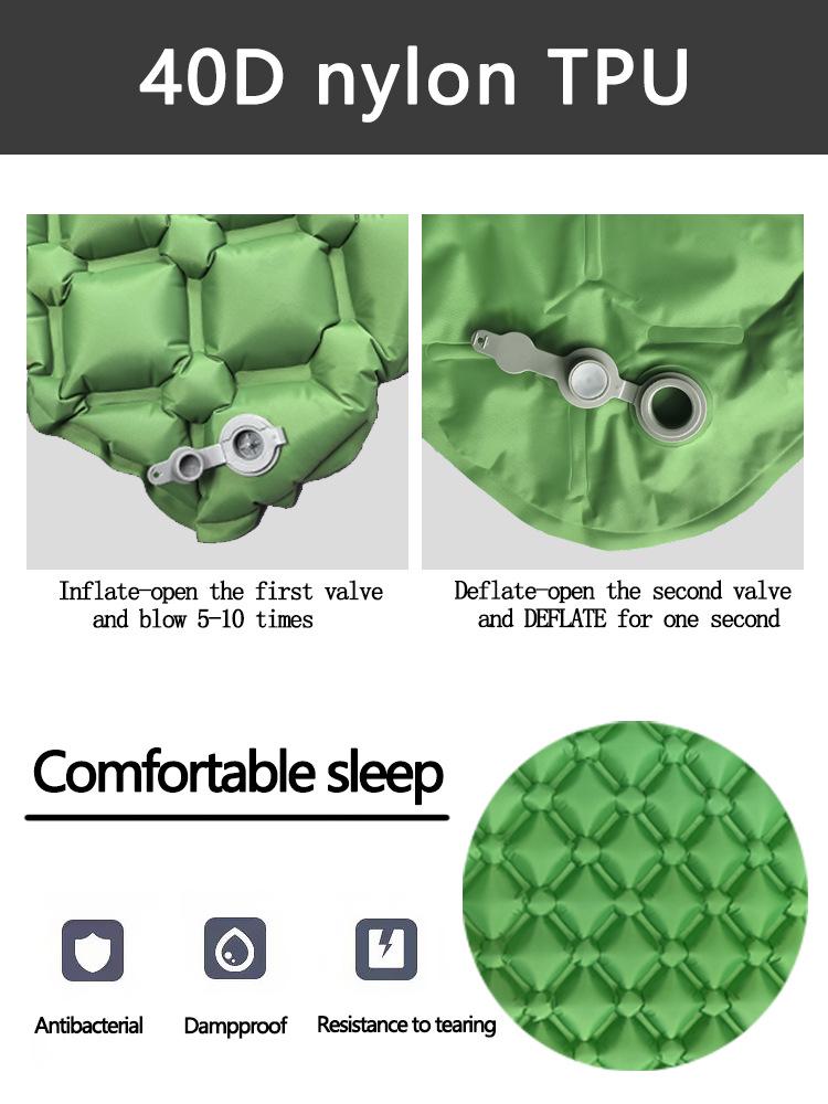 Ultralight Portable TPU Inflatable Camping Pad - Moisture-Proof, Single/Double, Foot-Press Design