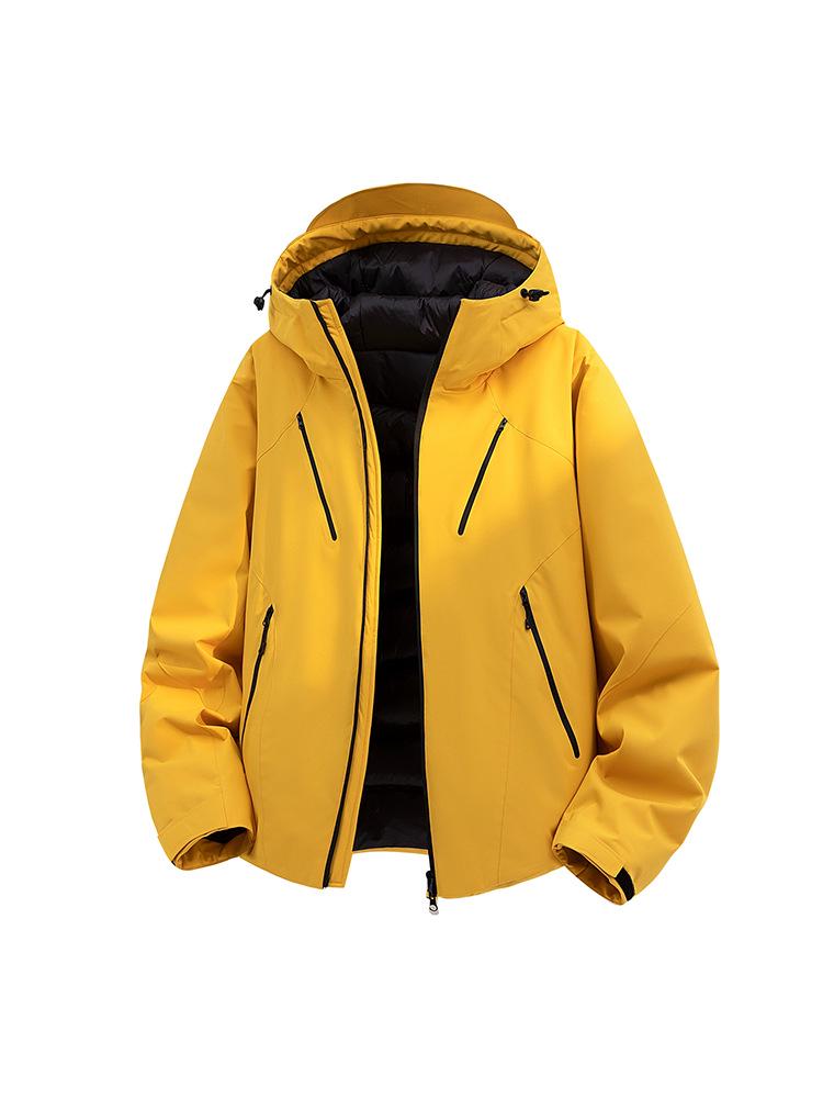 Men's Windproof Waterproof Down Jacket: Teen Casual Hooded Solid Color Outerwear for Autumn and Winter