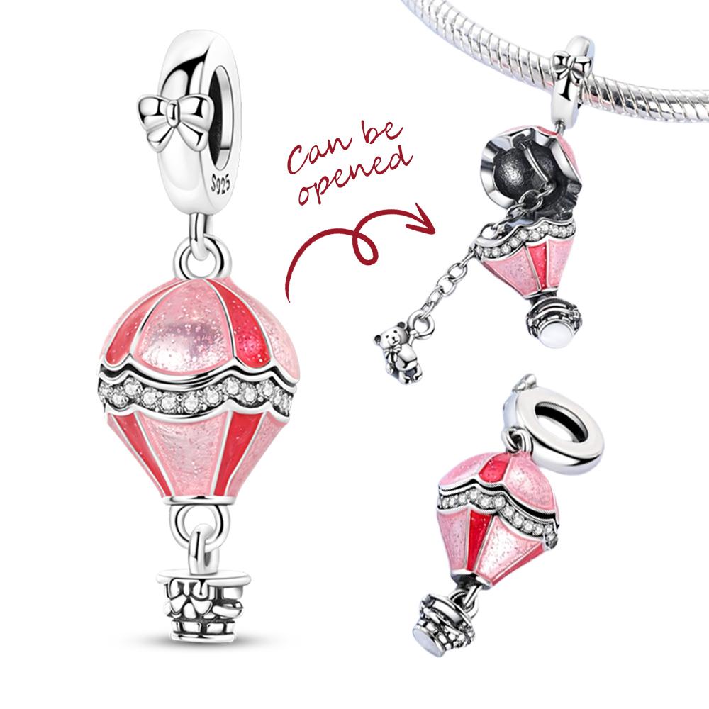 

Valentine S Day Romantic Can Open Air Balloon Bear Charms Pendant Fit Diy Bracelet Necklace Women Anniversary Jewelry Gift белый