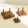 Natural Wooden Display Stand With 3 Peg Rock Holder Square Base For Home Decors And Collectibles Minerals Agates Holder
