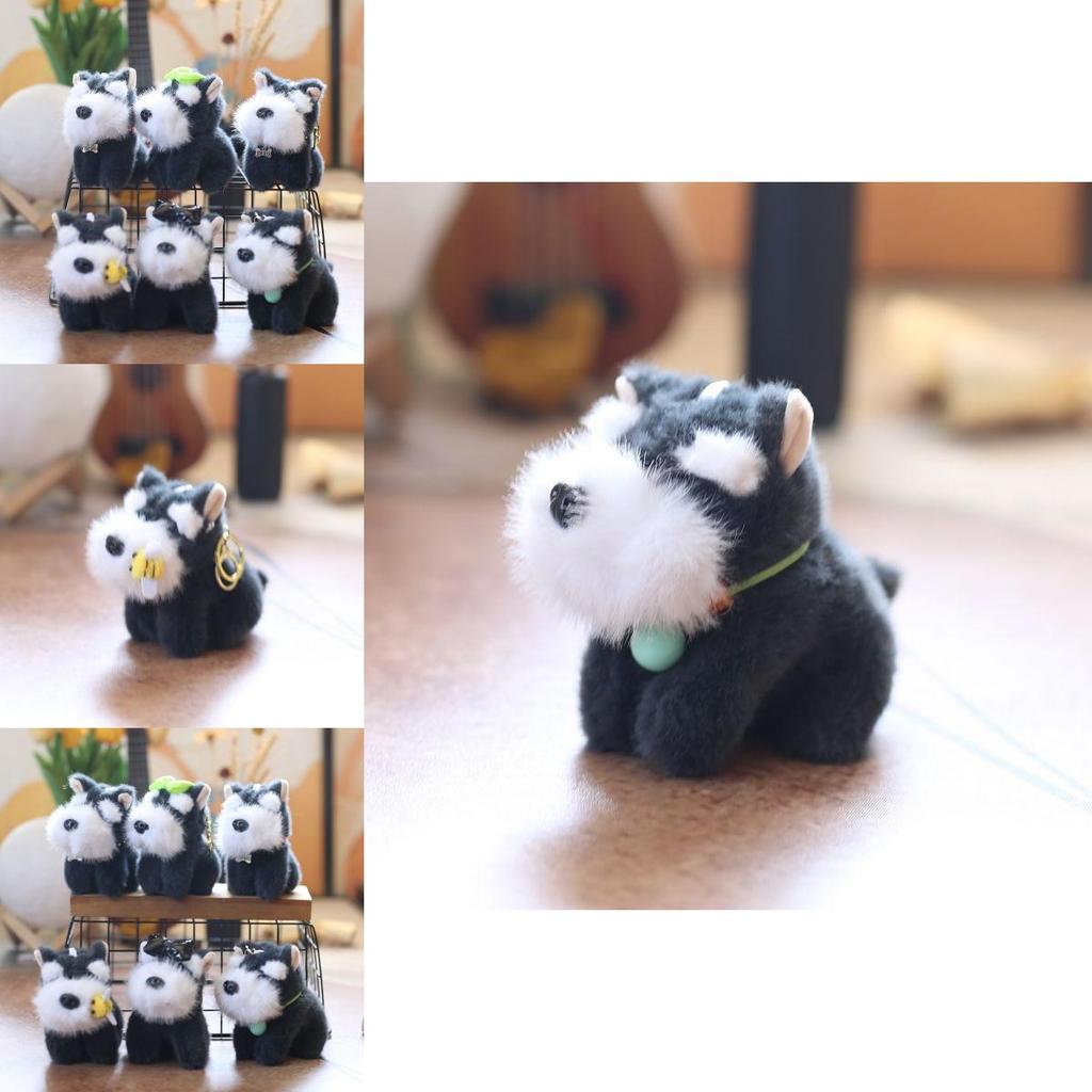 Schnauzer Stuffed Plush Keychain Super Soft Pp Cotton Bag Charm Kids Travel Decor