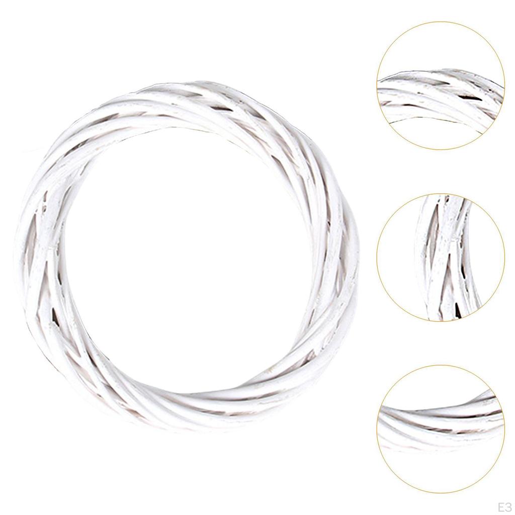 DIY Rattan Wreath Artificial 6" Round Woven Hanging Ornament Crafts for Christmas