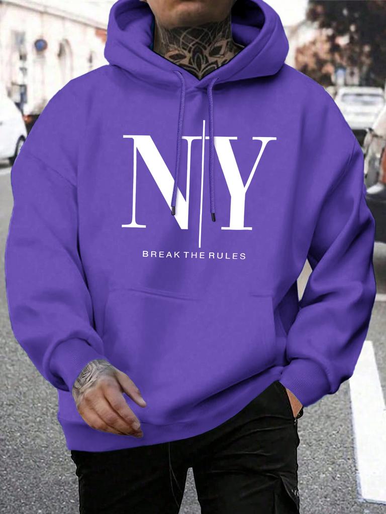 Break The Rules Yes No Design Men Hoody Loose All-Match Hoodies Casual Man Fleece Hoodie Pocket Multicolor Male Pullover