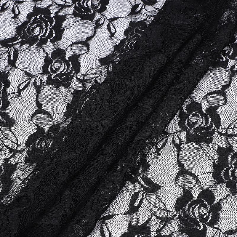 

Черно-белое кружево жаккард с розами, эластичное женское нижнее белье из смеси полиэстера и аммиака HX399 Black
