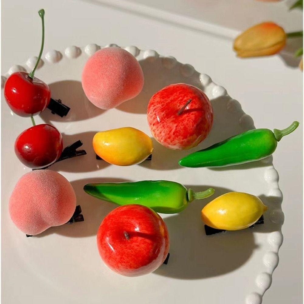 Peach Simulation Fruit Hairpin Cherry Cute Hair Clip Creative Daily